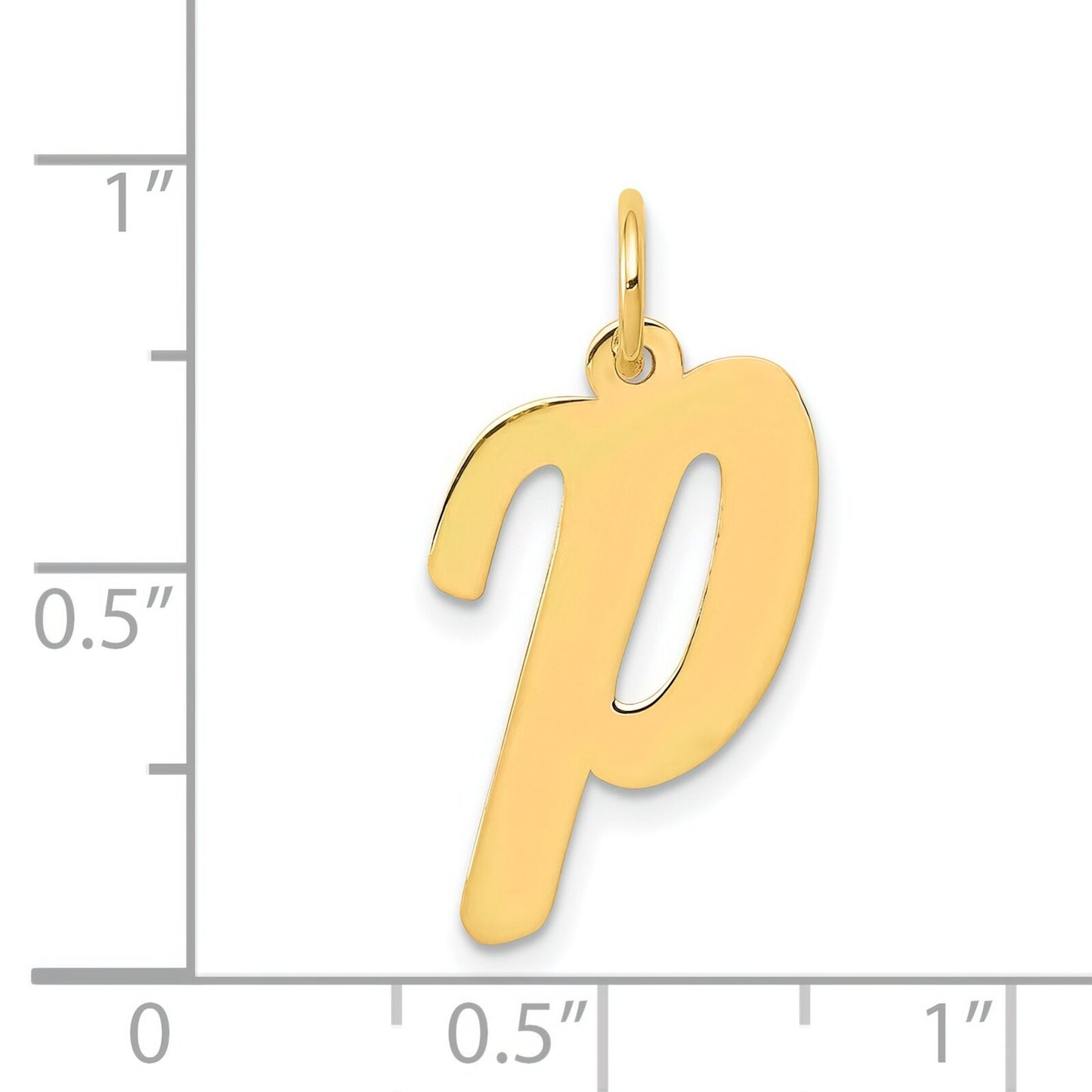 Cursive Letter "P" Charm 14k Gold