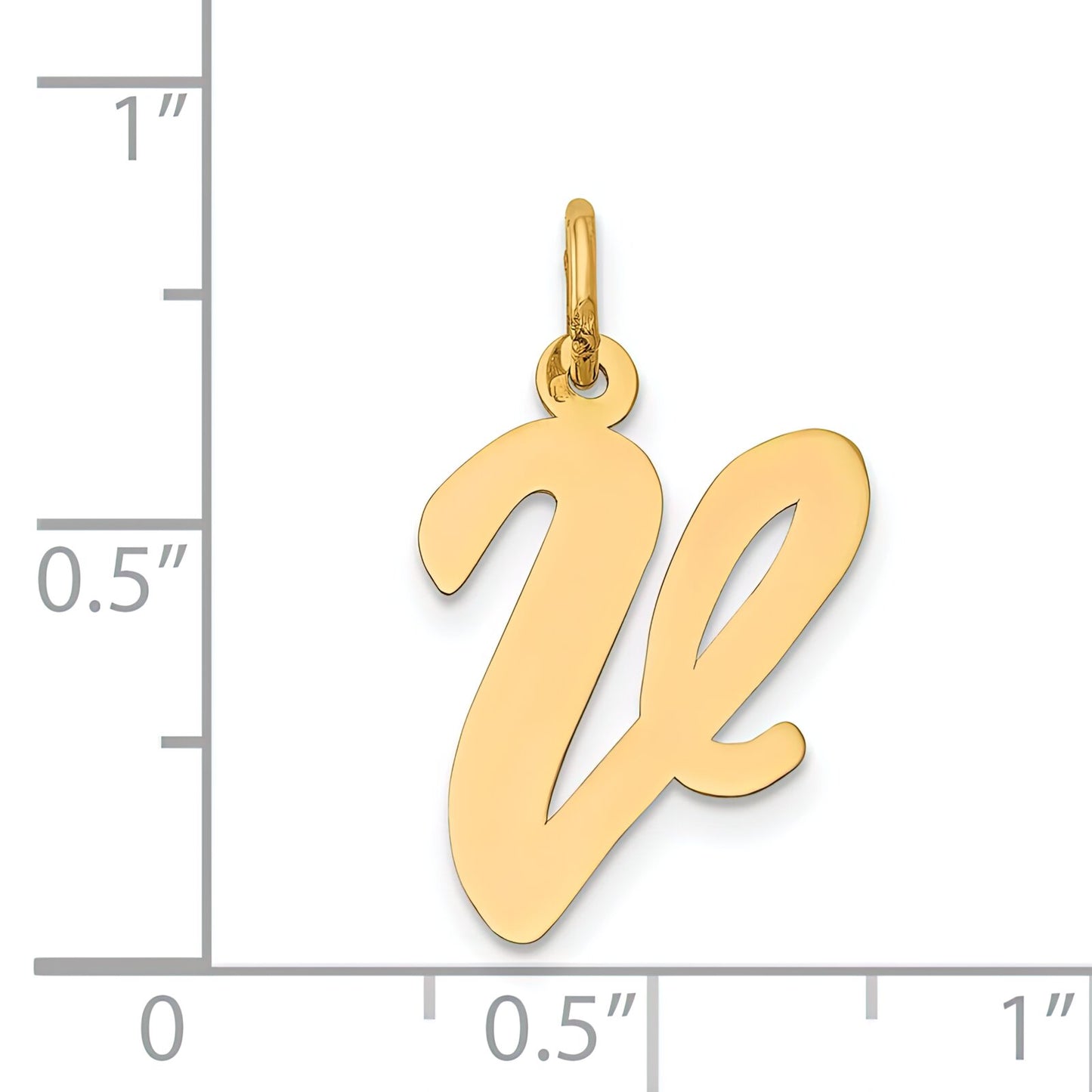 Cursive Letter "V" Charm 14k Gold