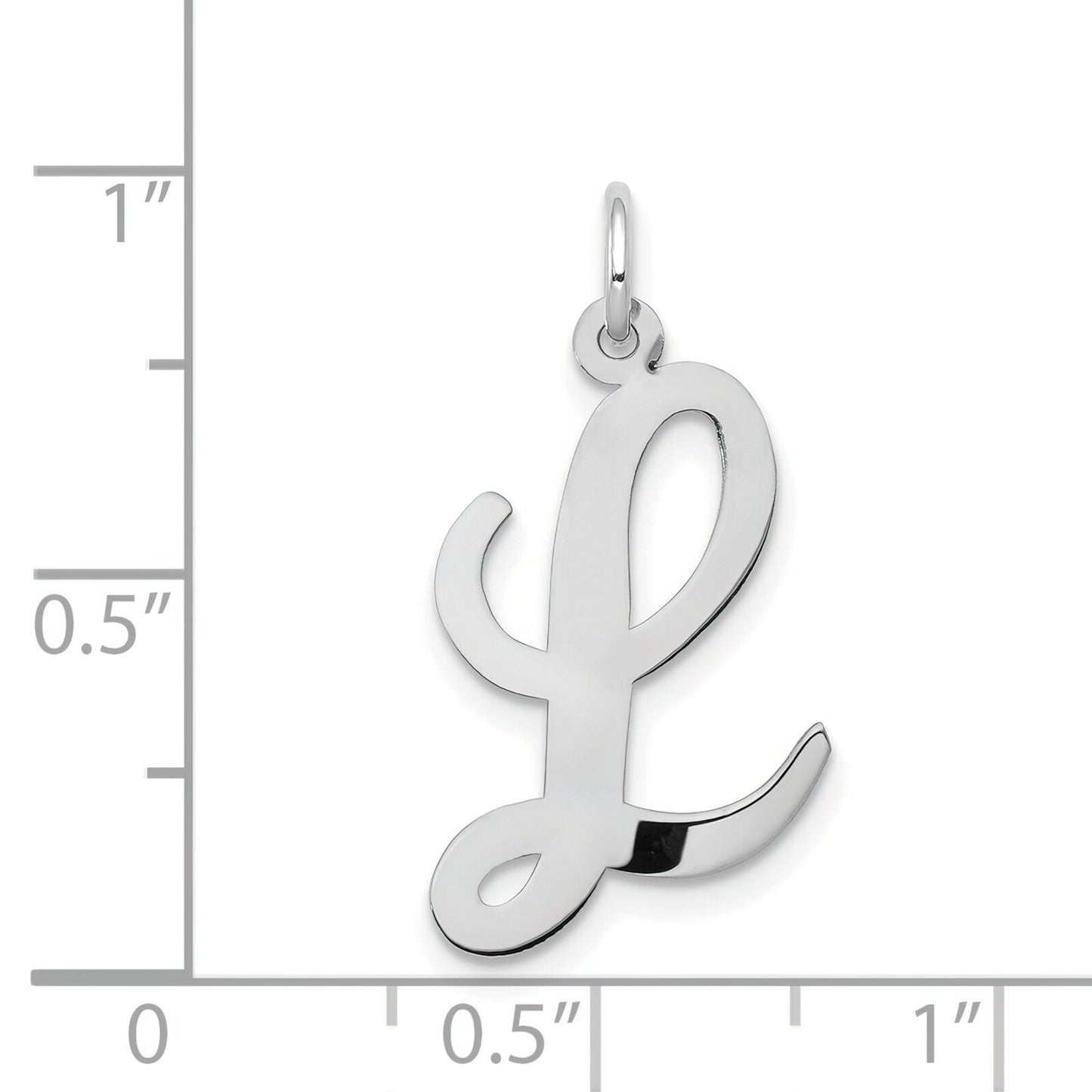 Cursive Letter "L" Charm 14k White Gold