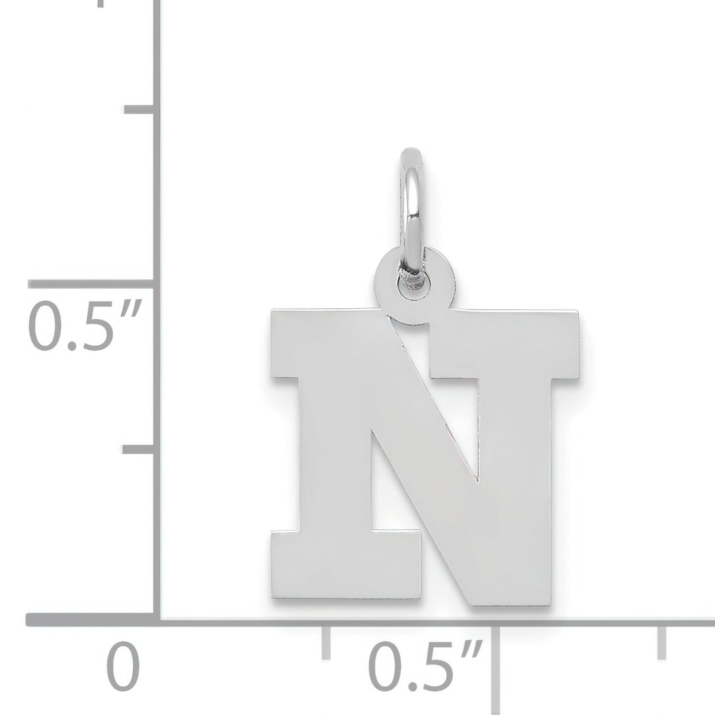 Letter "N" Charm 14k White Gold