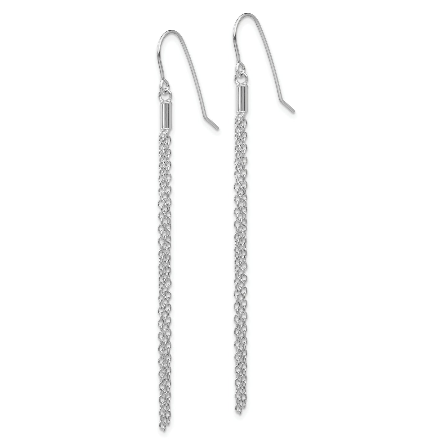 14K White Gold Chain Dangle Earrings