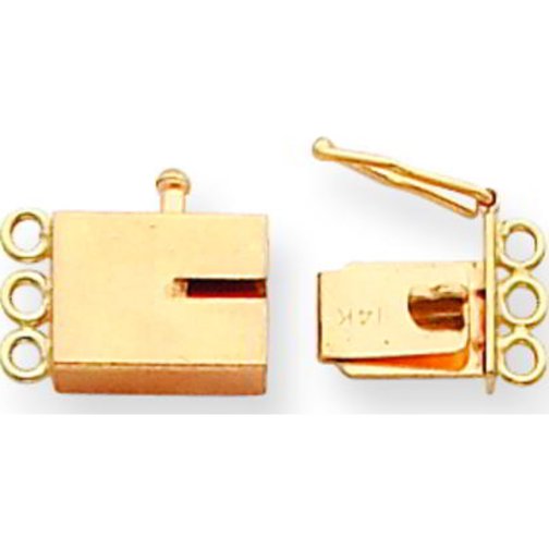 14K Gold 3 Strand Box Clasp (9.60mm to 10.10mm)