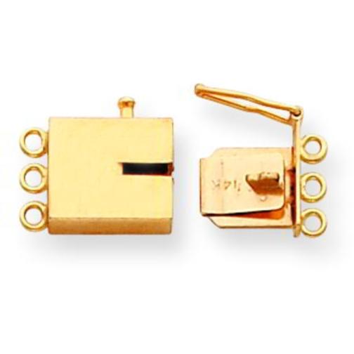 14K Gold 3 Strand Box Clasp (9.60mm to 10.10mm)