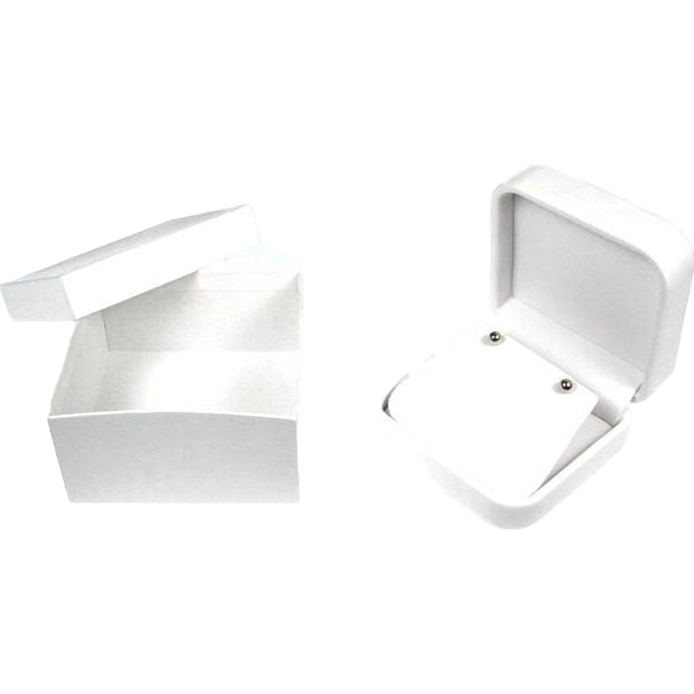 6 White Leather Earring Gift Boxes Jewelry Case Display