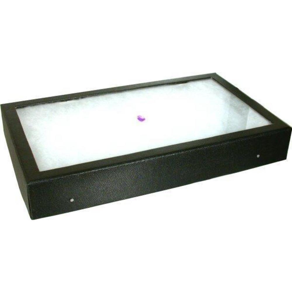Gem Stone Tray Jewelry Display Case with Glass Lid Showcase Kit 2 Pcs