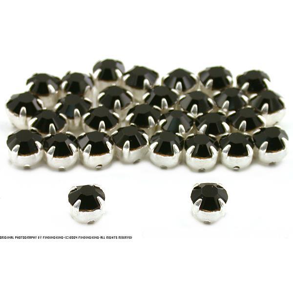30 Black Rhinestone Rose Montees 6 x 5mm