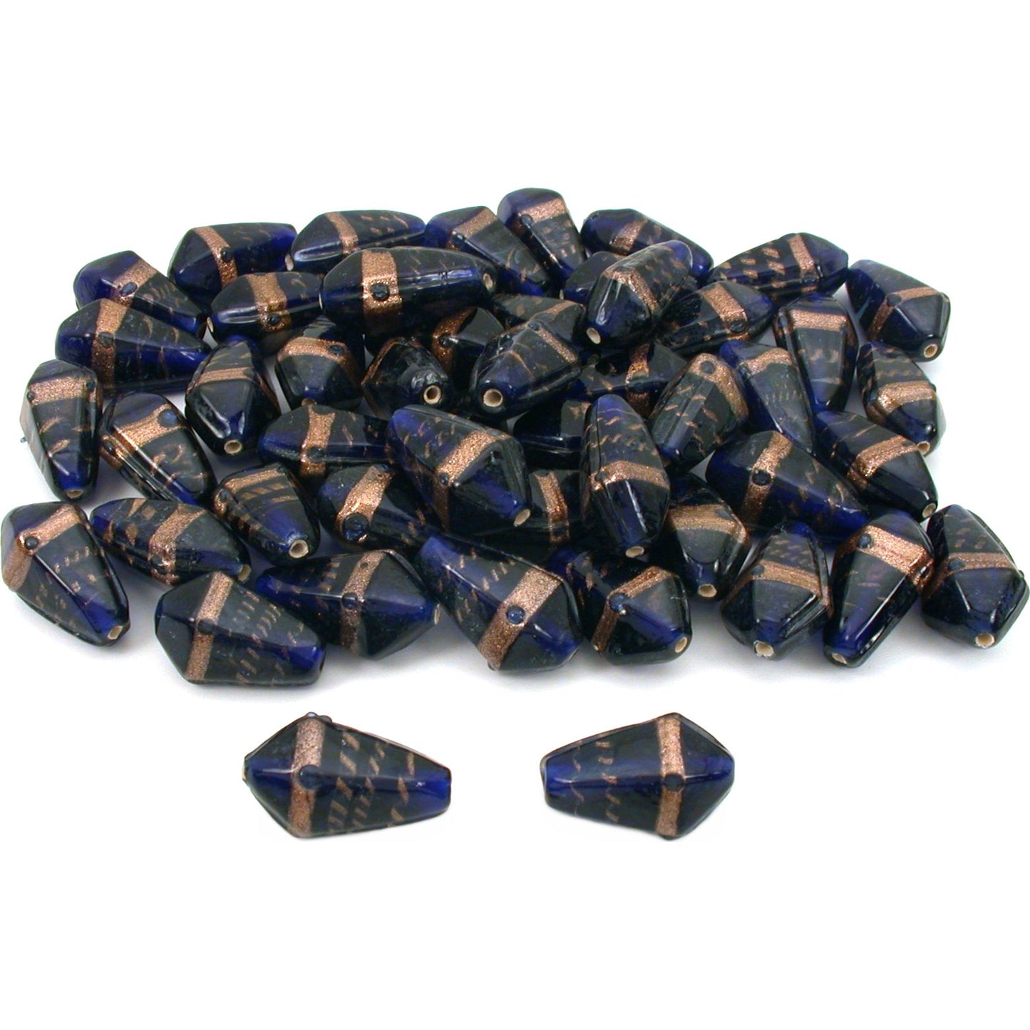 Blue Teardrop Dot Glass Beads Lampwork Parts Approx 50