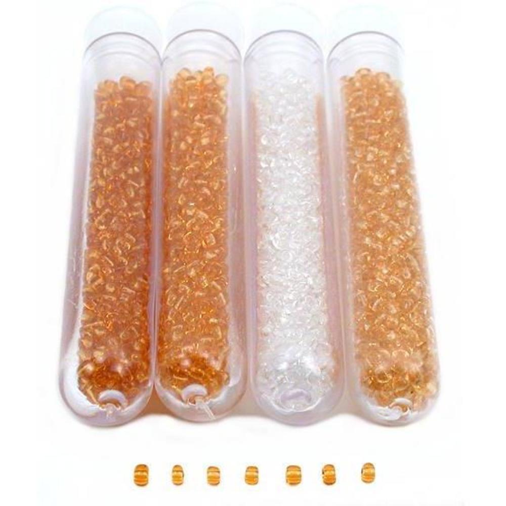 Seed Glass Beads White & Gold Color 2mm 4Pcs