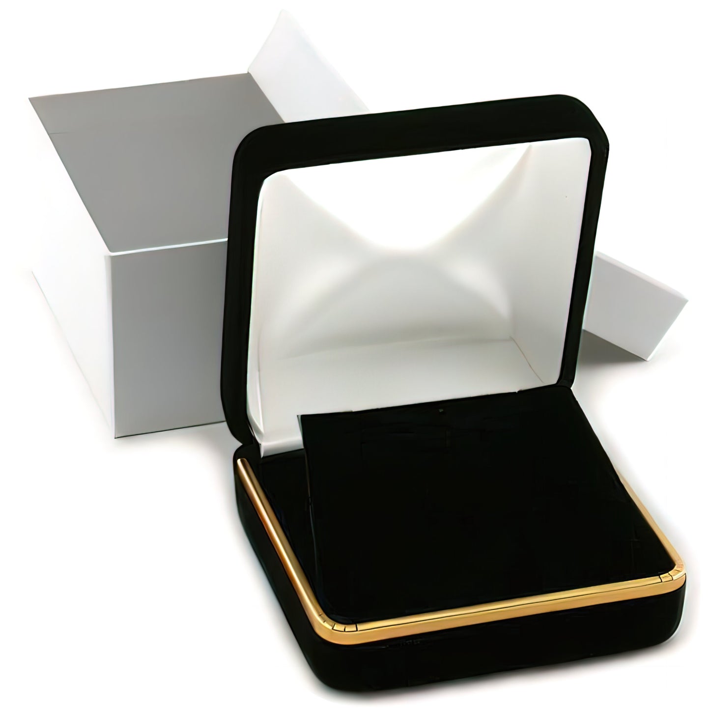 Black Velvet Necklace Pendant & Earring Gift Box With Brass Rim Kit