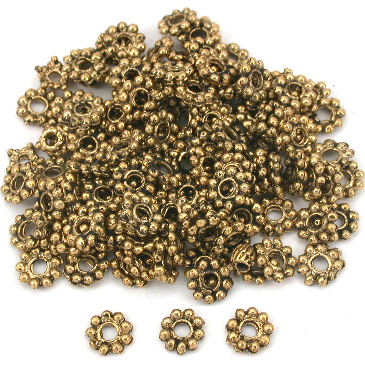 Bali Spacer Daisy Antique Gold Plated Beads 6mm 125Pcs Approx.