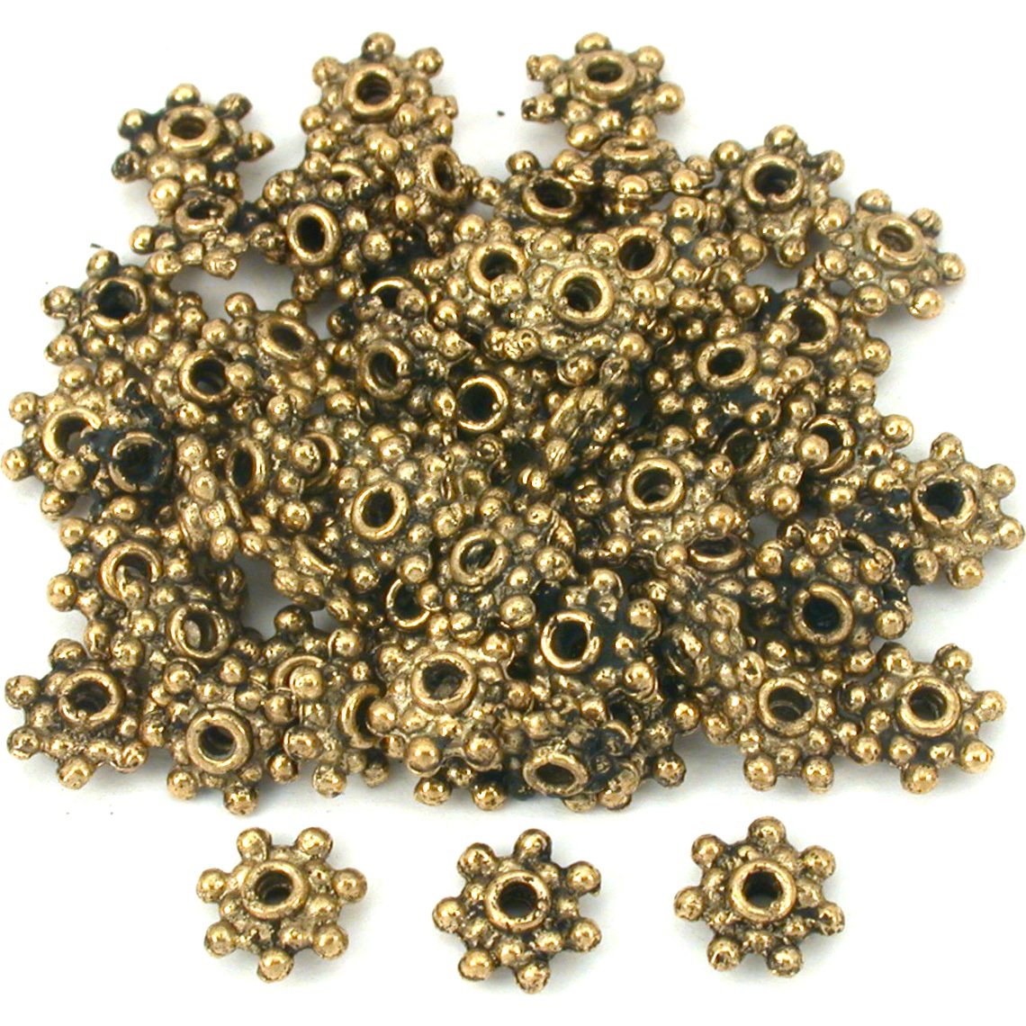 Bali Spacer Flower Antique Gold Plated Beads 7mm 60Pcs Approx.