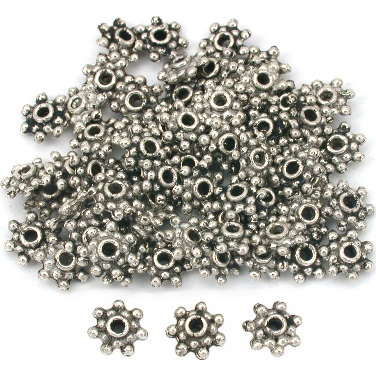 Bali Spacer Flower Beads Antique Silver Plated 7mm 60Pcs Approx.