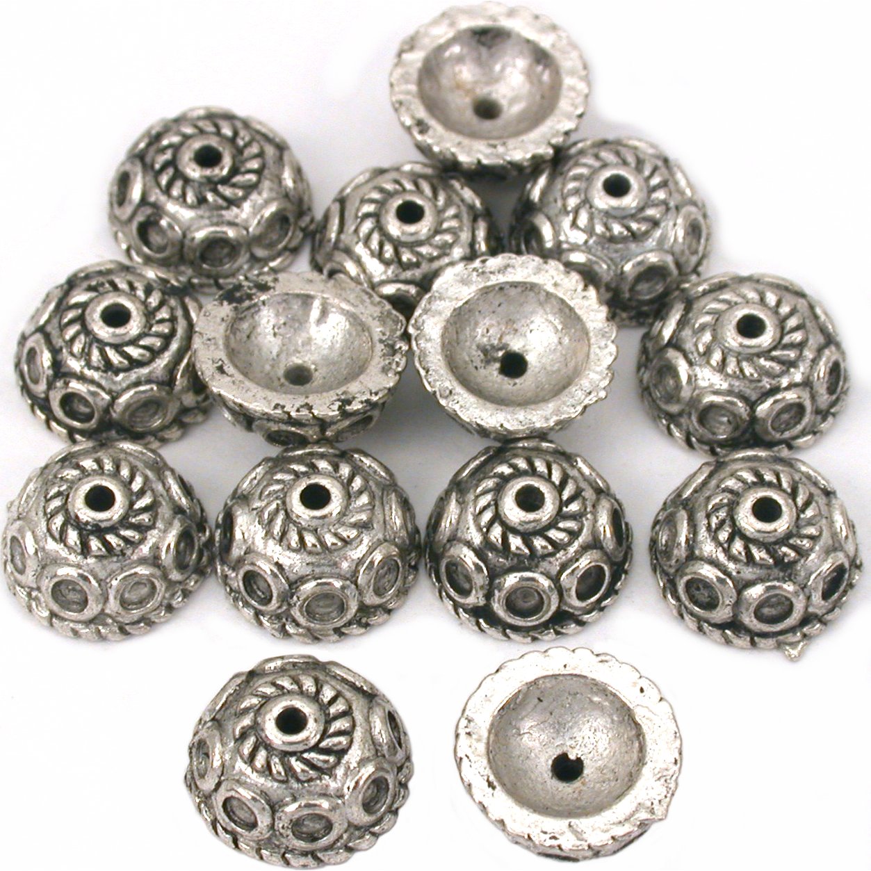 Bali Bead Caps Rope Antique Silver Plated 9.5mm 14Pcs Approx.