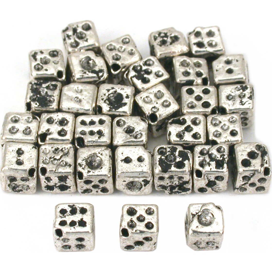 Dice Beads Antique Silver Plated 6mm 30Pcs Approx. – FindingKing