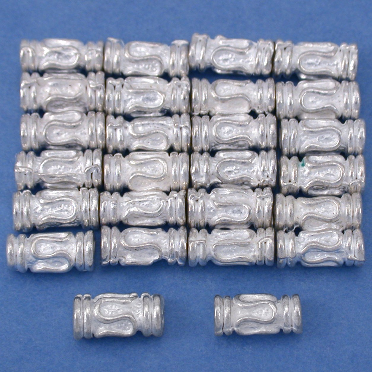 Bali Lariat Tube Silver Beads 9mm 15 Grams 24Pcs Approx.