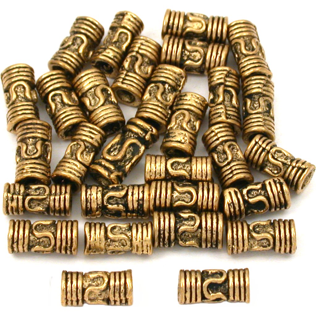 Bali Lariat Tube Antique Gold Plated Beads 8mm 15 Grams 25Pcs Approx.