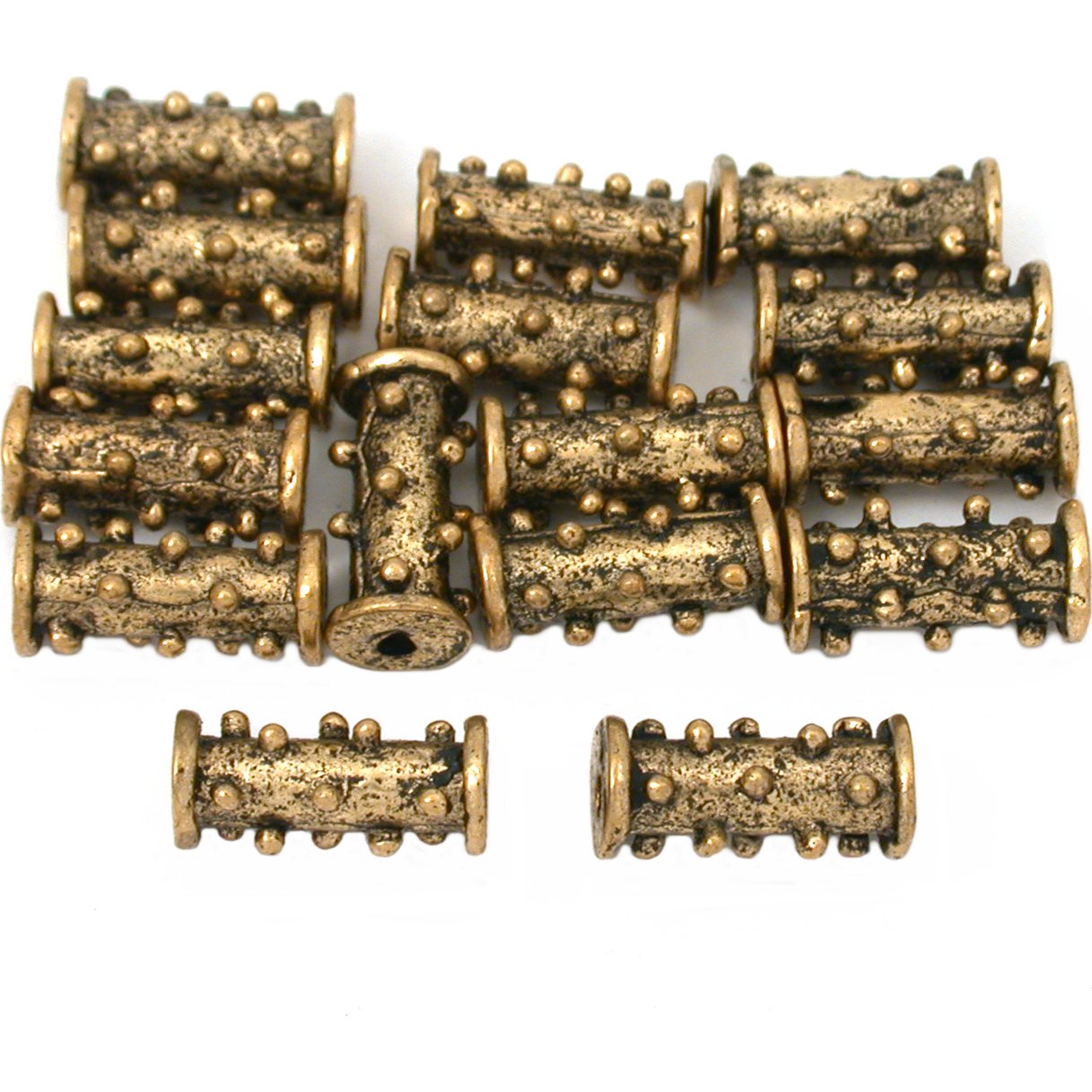 Bali Tube Antique Gold Plated Beads 12mm 15 Grams 15Pcs Approx.