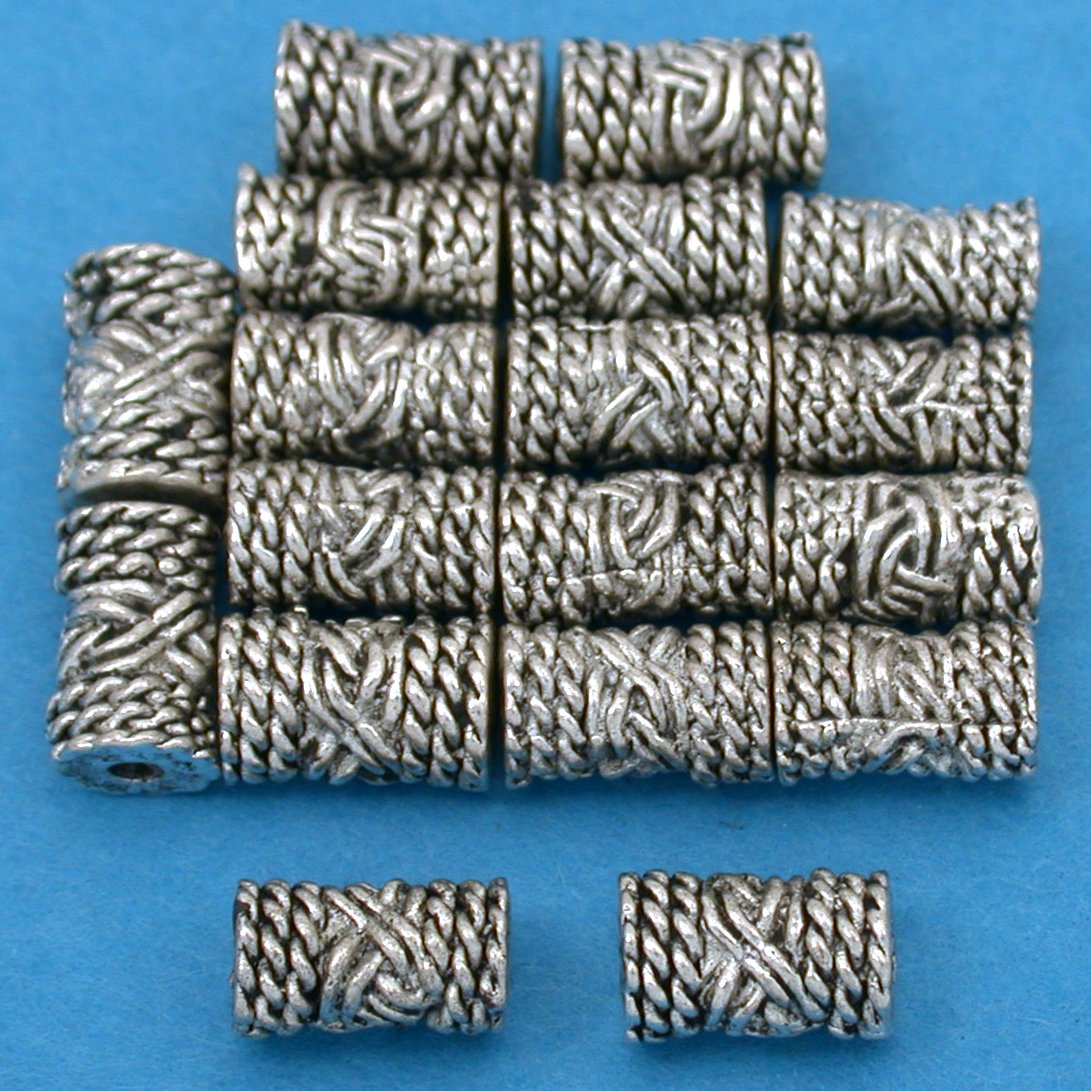 Bali Tube Rope Antique Silver Plated Beads 8.5mm 15 Grams 15Pcs Approx.