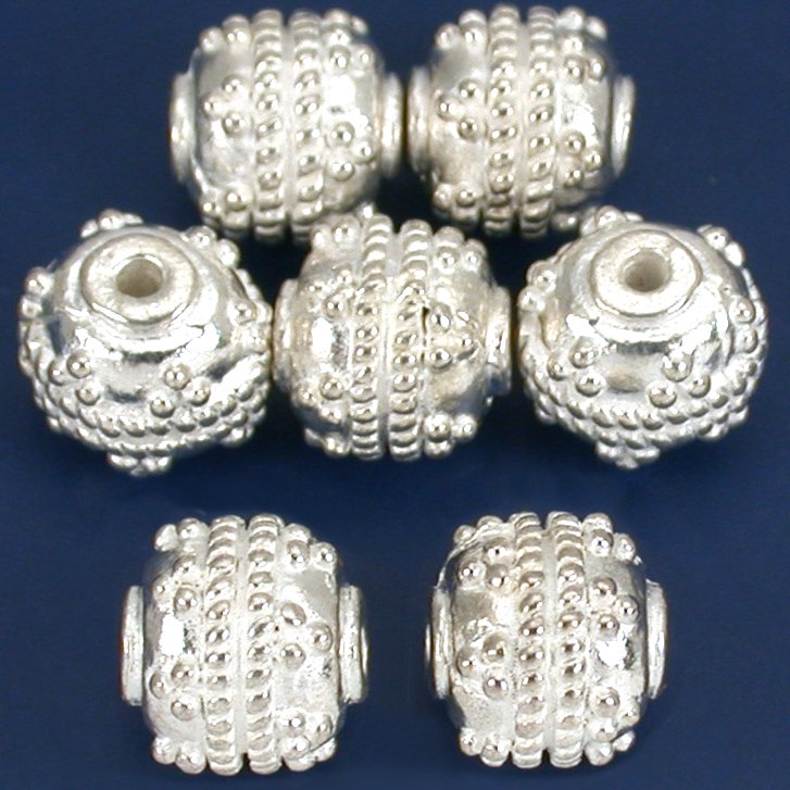 Bali Round Rope Beads Silver Plated 8.5mm 17 Grams 6Pcs Approx.