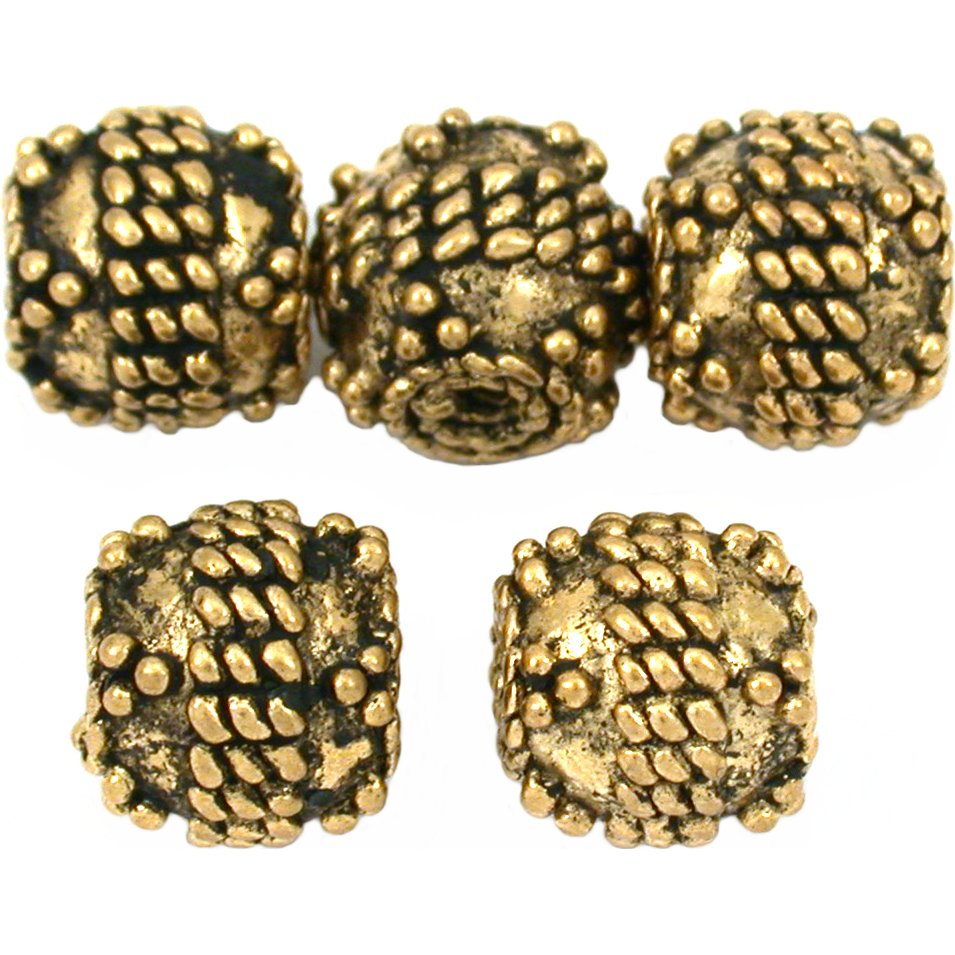 Bali Round Rope Beads Antique Gold Plated 8.5mm 15 Grams 5Pcs Approx.