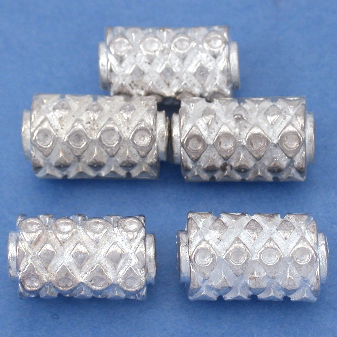 Bali Square Tube Silver Plated Beads 14mm 17 Grams 5Pcs Approx.