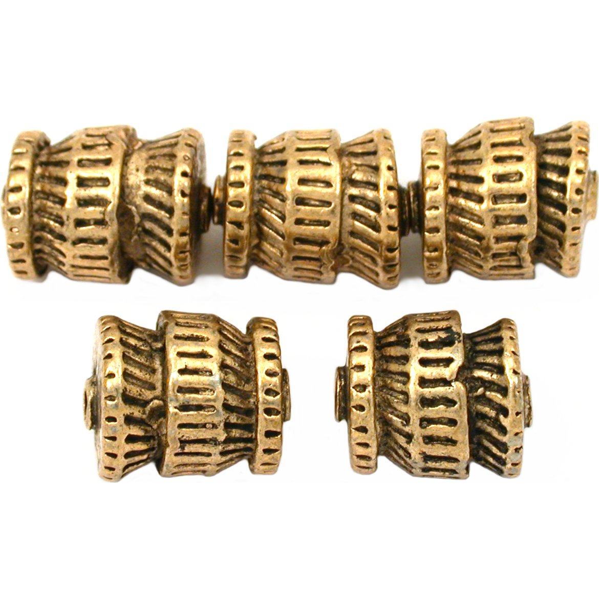Bali Barrel Antique Gold Plated Beads 12mm 16 Grams 5Pcs Approx.