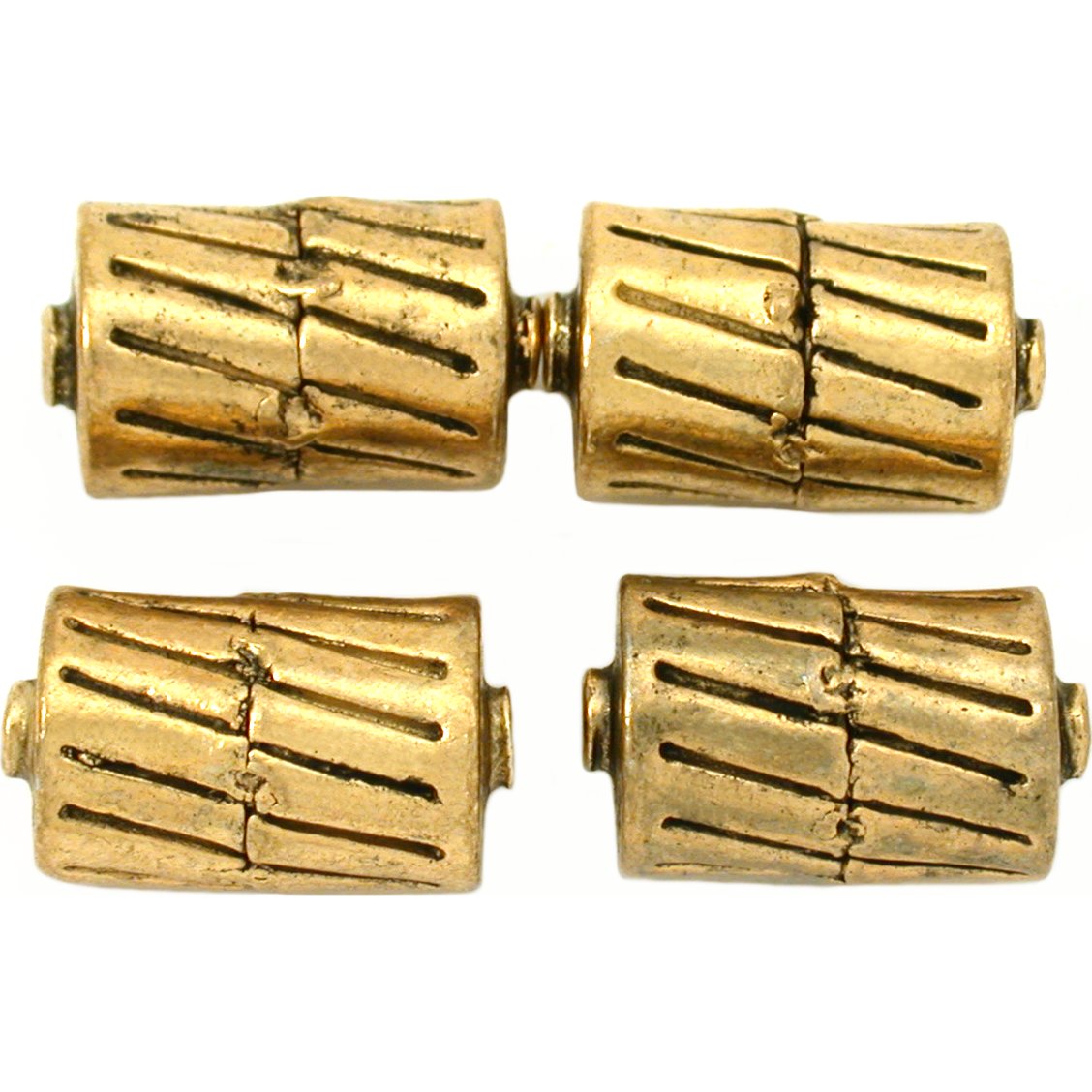 Bali Barrel Antique Gold Plated Beads 17mm 16 Grams 3Pcs Approx.