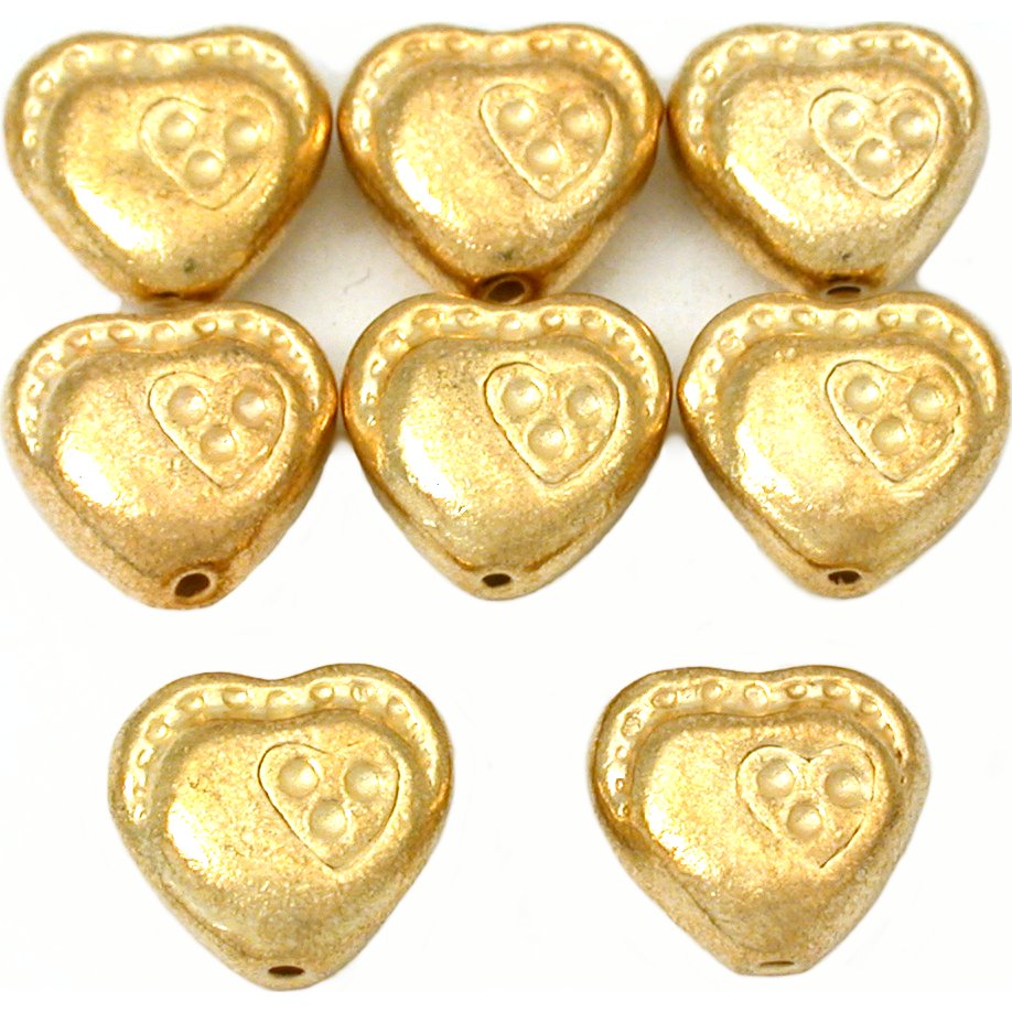 Heart Gold Plated Beads 10mm 15 Grams 8Pcs Approx.