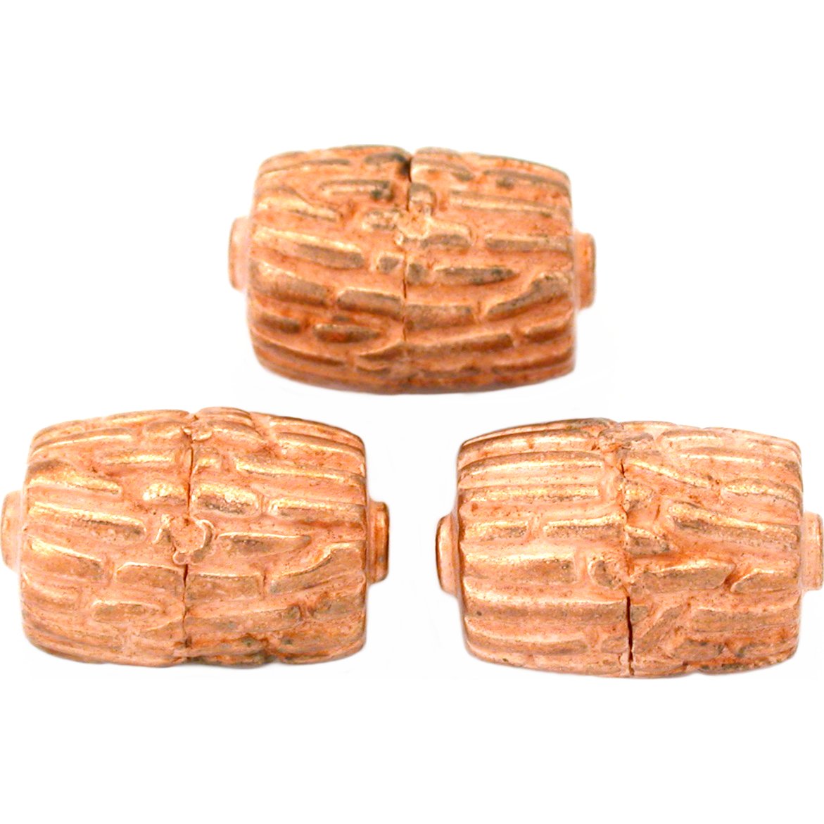 Bali Barrel Copper Plated Beads 19mm 20 Grams 3Pcs Approx.