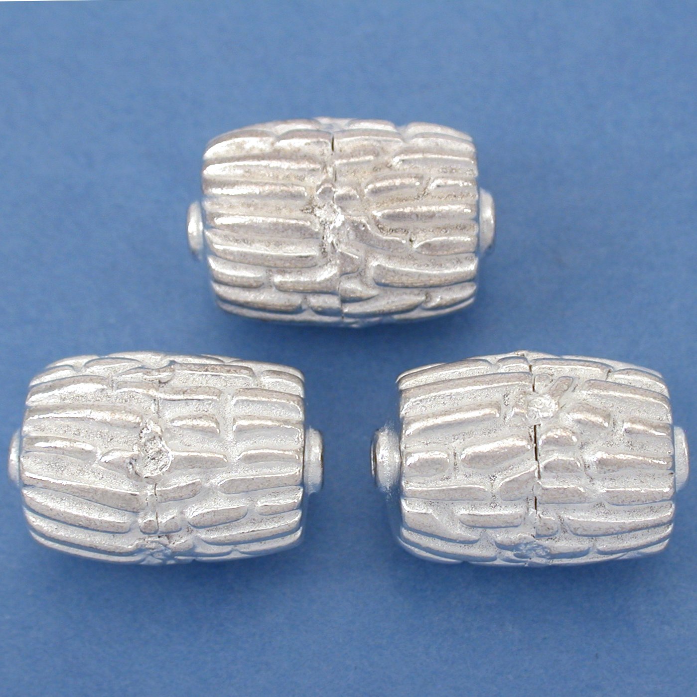 Bali Barrel Silver Plated Beads 19mm 20 Grams 3Pcs Approx.
