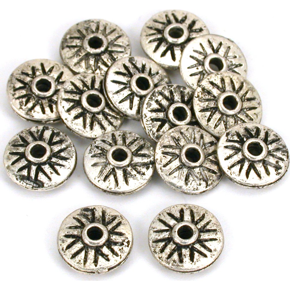 Fluted Saucer Antique Silver Plated Beads 11mm 15 Grams 14Pcs Approx.