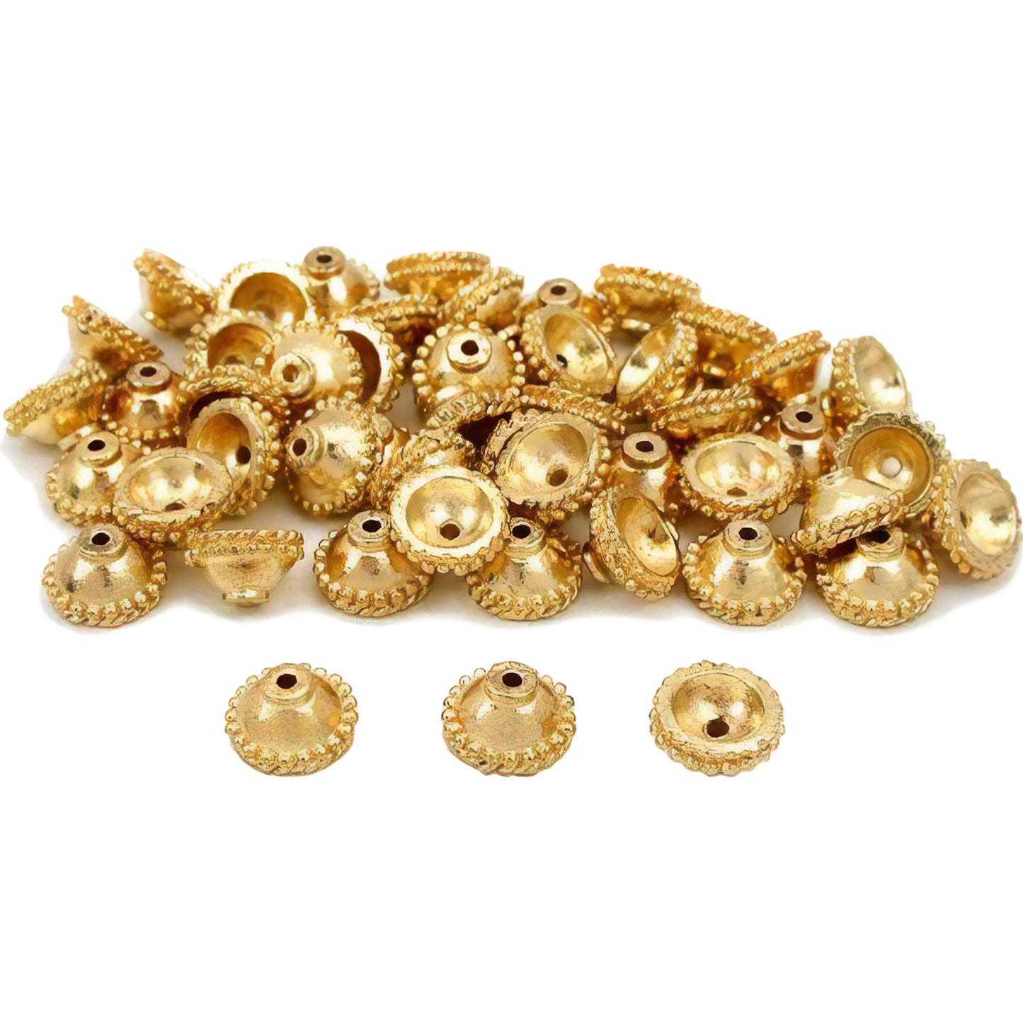 End Cap Bali Beads Gold Plated Jewelry 14mm Approx 50