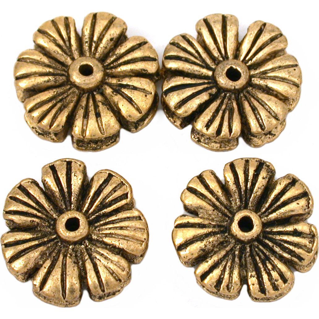Flower Antique Gold Plated Beads 16mm 16 Grams 4Pcs Approx.