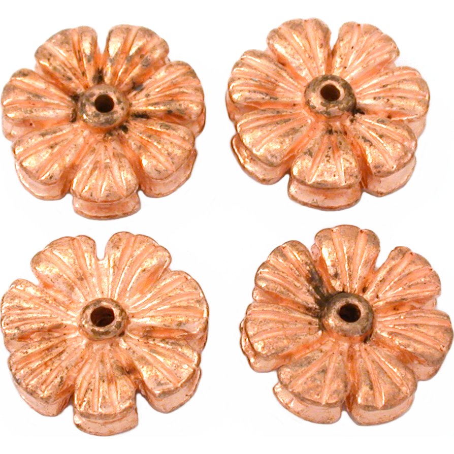 Flower Copper Plated Beads 16mm 16 Grams 4Pcs Approx.