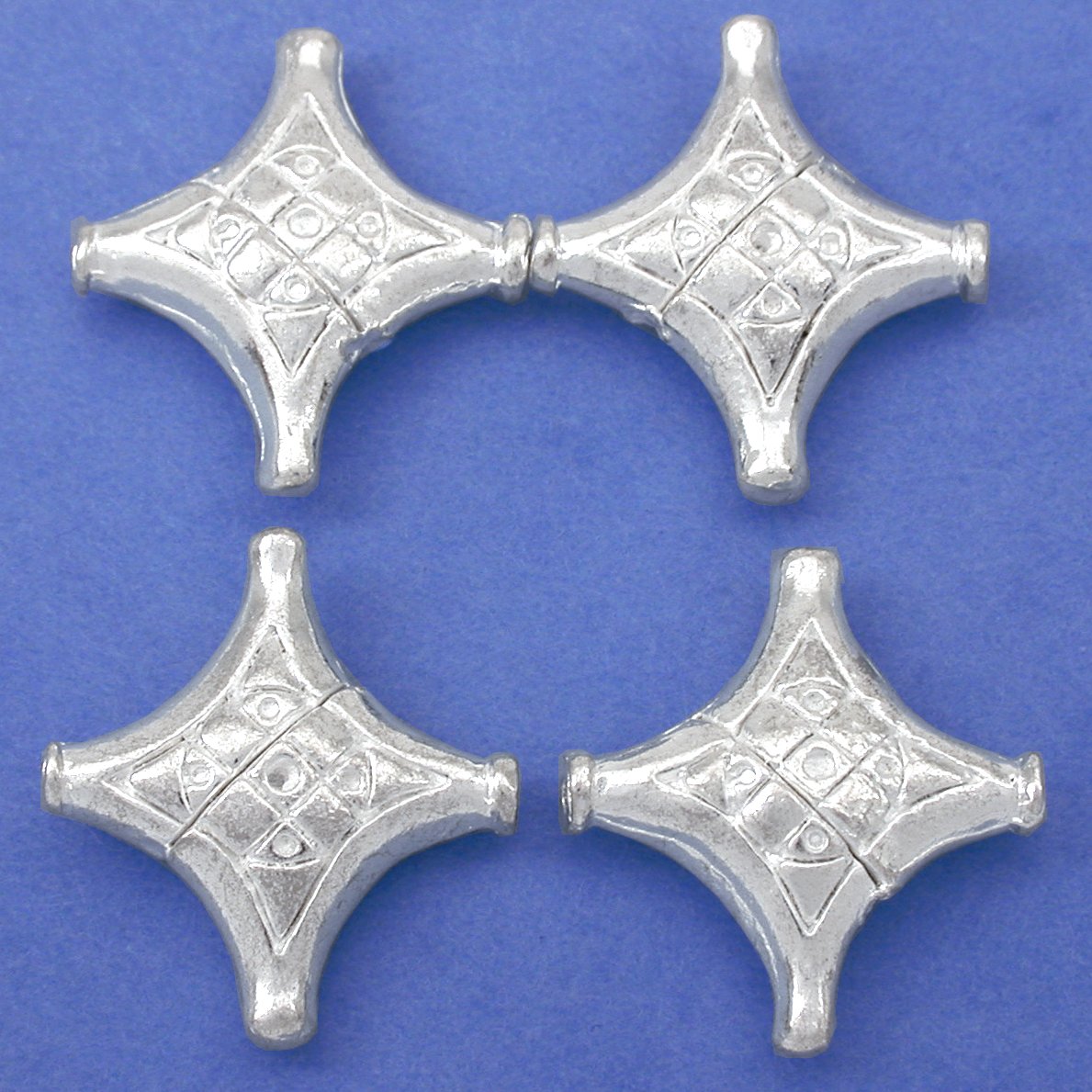 Diamond Silver Plated Beads 22.5mm 15 Grams 3Pcs Approx.