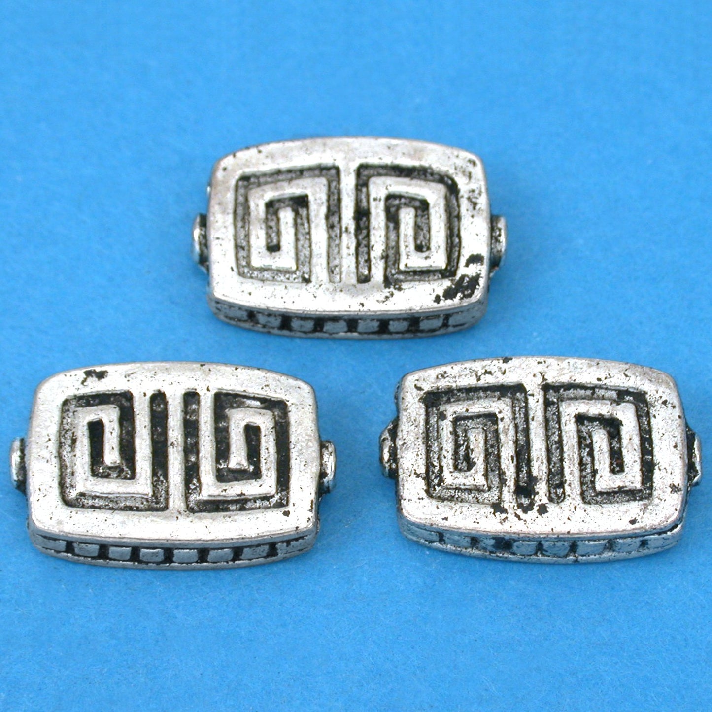 Fluted Rectangle Antique Silver Plated Beads 19mm 15 Grams 3Pcs Approx.
