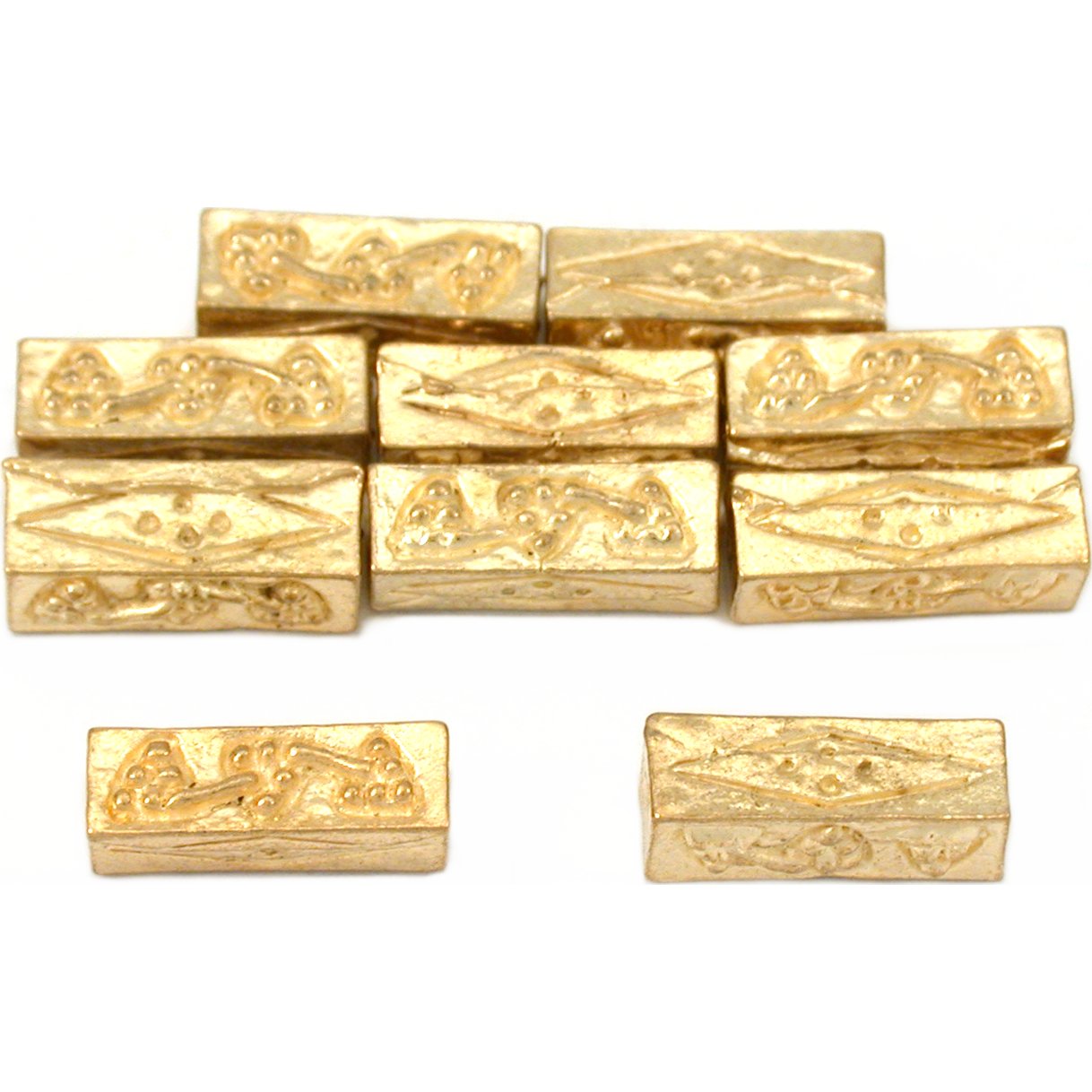 Grapes Rectangle Tube Gold Plated Beads 12.5mm 15 Grams 15Pcs Approx.