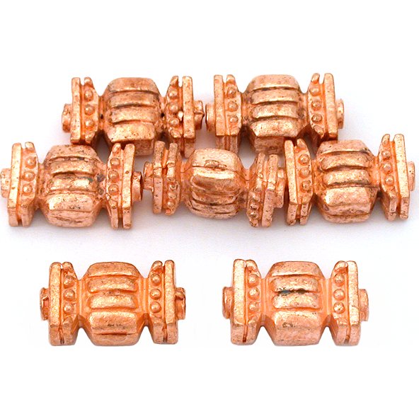 Bali Tube Copper Plated Beads 14mm 15 Grams 6Pcs Approx.