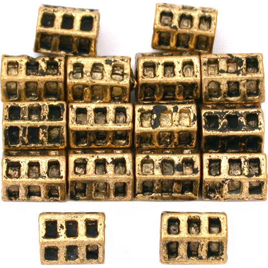Hexagon Tube Antique Gold Plated Beads 7mm 15 Grams 16Pcs Approx.
