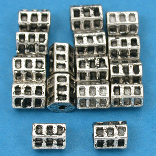 Hexagon Tube Antique Silver Plated Beads 7mm 15 Grams 16Pcs Approx.