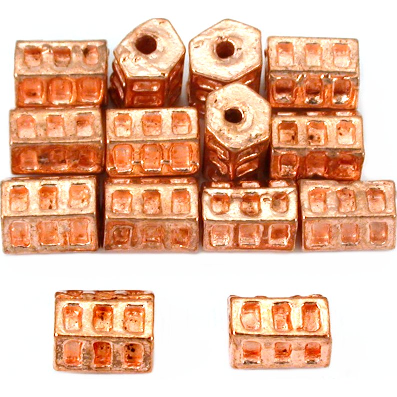 Hexagon Tube Copper Plated Beads 7mm 15 Grams 16Pcs Approx.