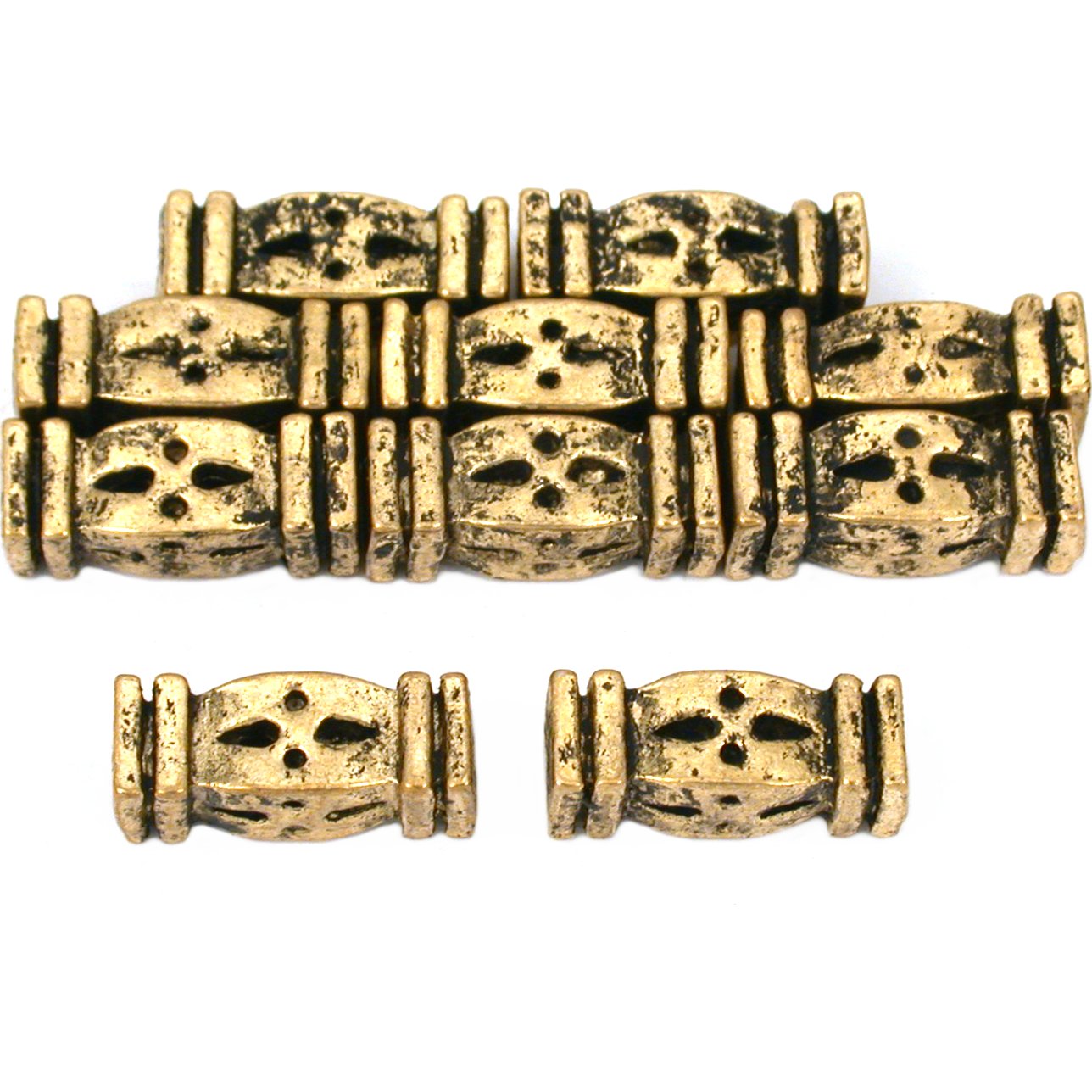 Rectangle Tube Antique Gold Plated Beads 13mm 15 Grams 10Pcs Approx.