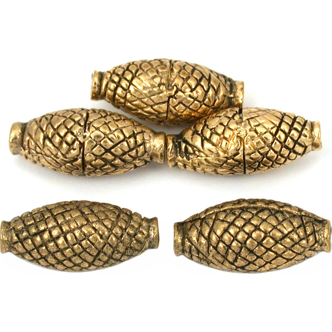 Oval Tube Antique Gold Plated Beads 18.5mm 16 Grams 5Pcs Approx.
