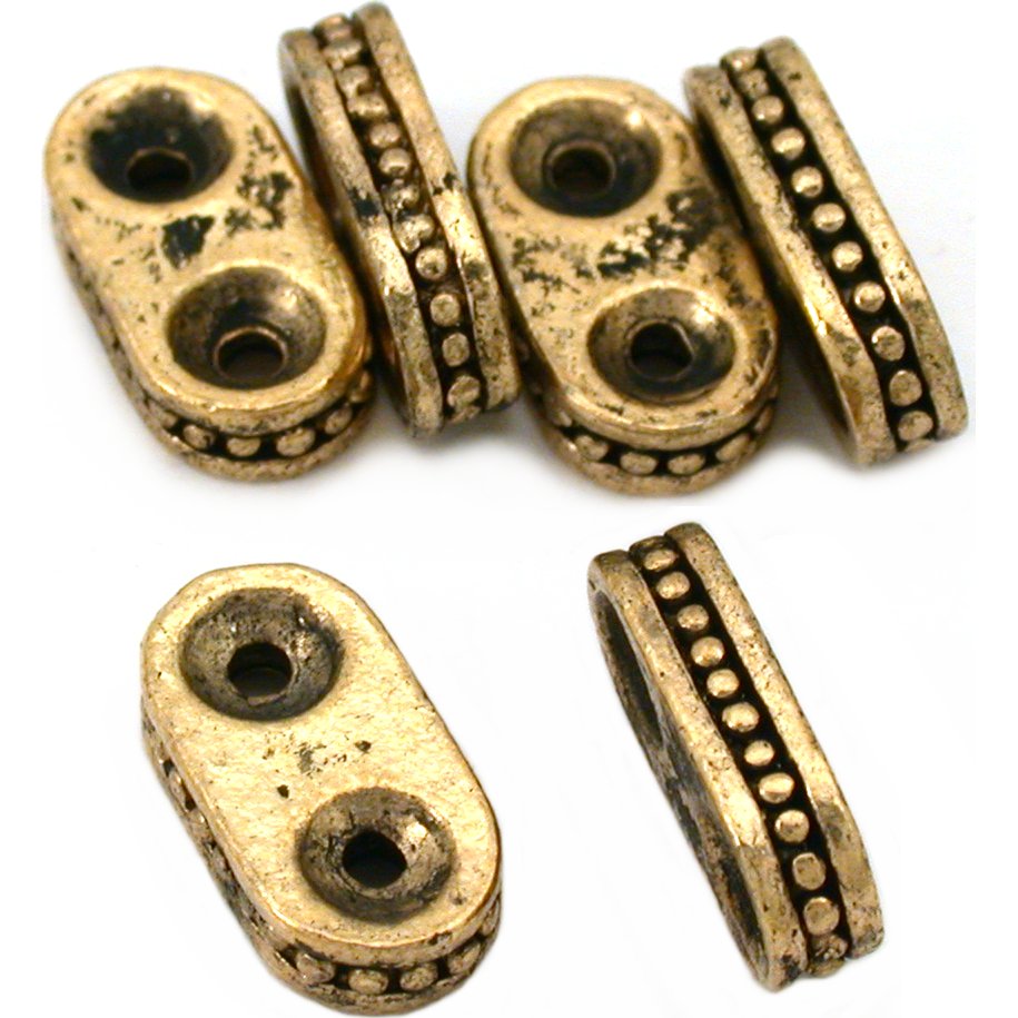 Bali Spacer Bar Beads Two Strand Antique Gold Plated 8mm 6Pcs Approx.