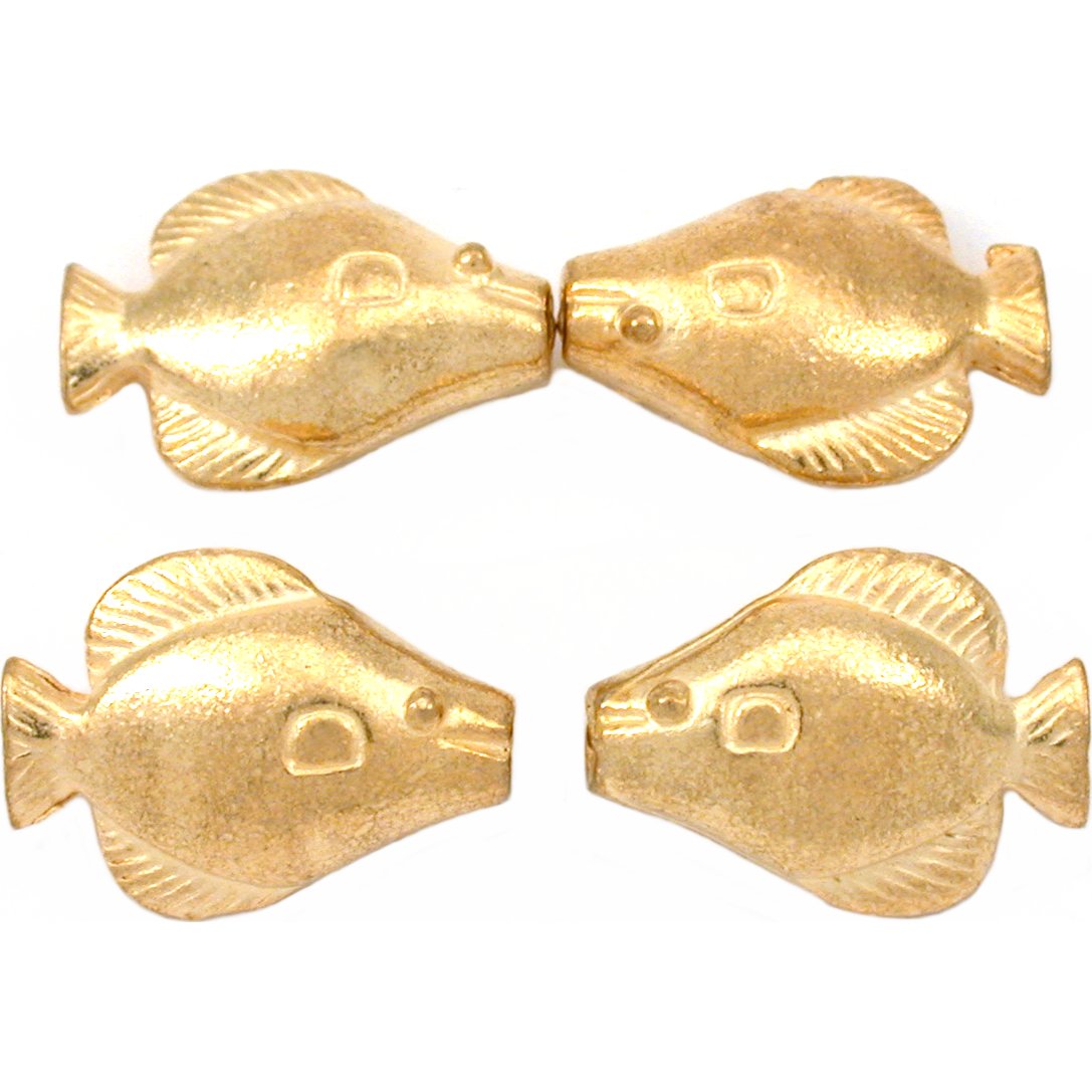 Fish Gold Plated Beads 19mm 18 Grams 4Pcs Approx.