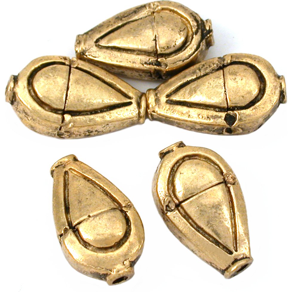 Teardrop Antique Gold Plated Beads 18.5mm 16 Grams 5Pcs Approx.