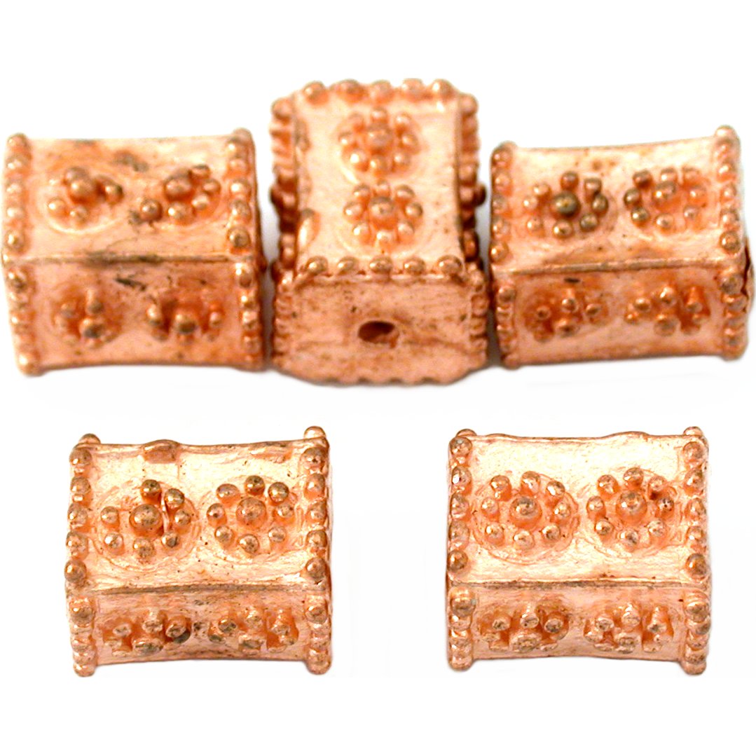 Bali Cube Daisy Copper Plated Beads 10mm 17 Grams 5Pcs Approx.