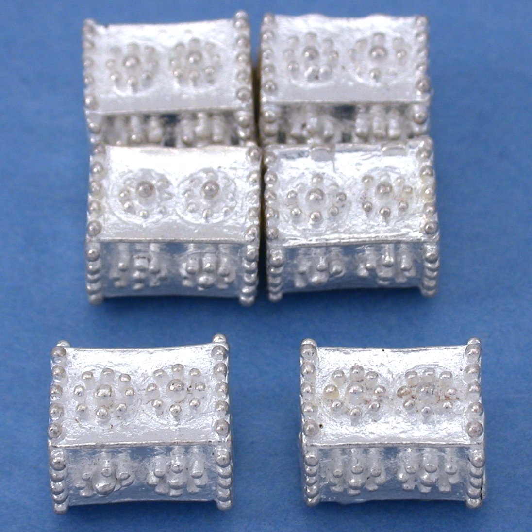 Bali Cube Daisy Silver Plated Beads 10mm 17 Grams 5Pcs Approx.