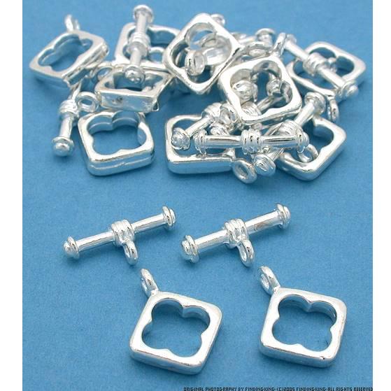 Square Toggle Clasps Silver Plated 13.5mm Approx 12