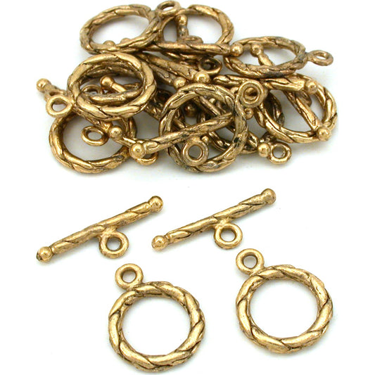 Bali Toggle Clasps Antique Gold Plated 16mm Approx 12